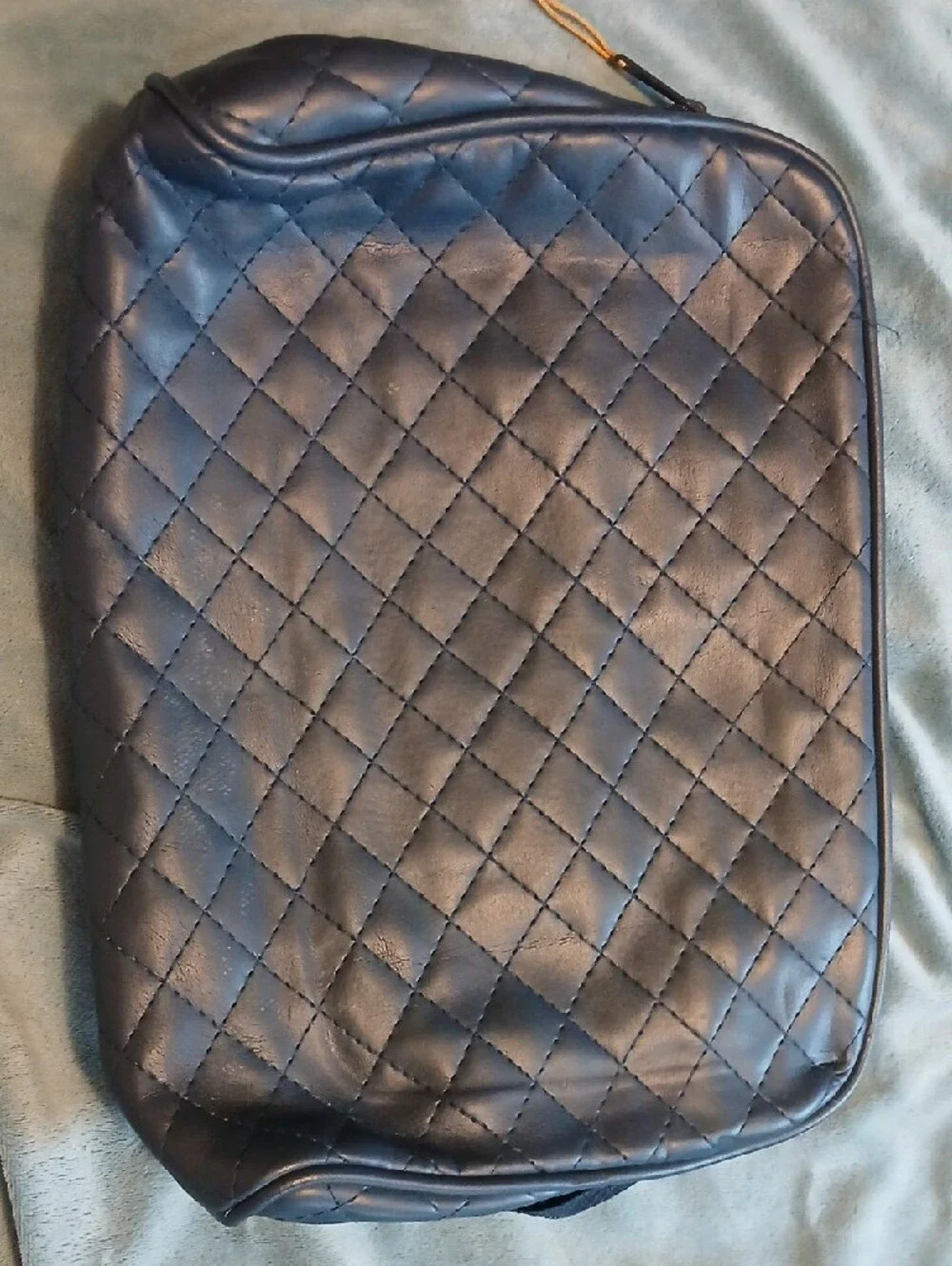 Quilted Navy Women’s Clutch/Make Up Bag with Gold Tassel